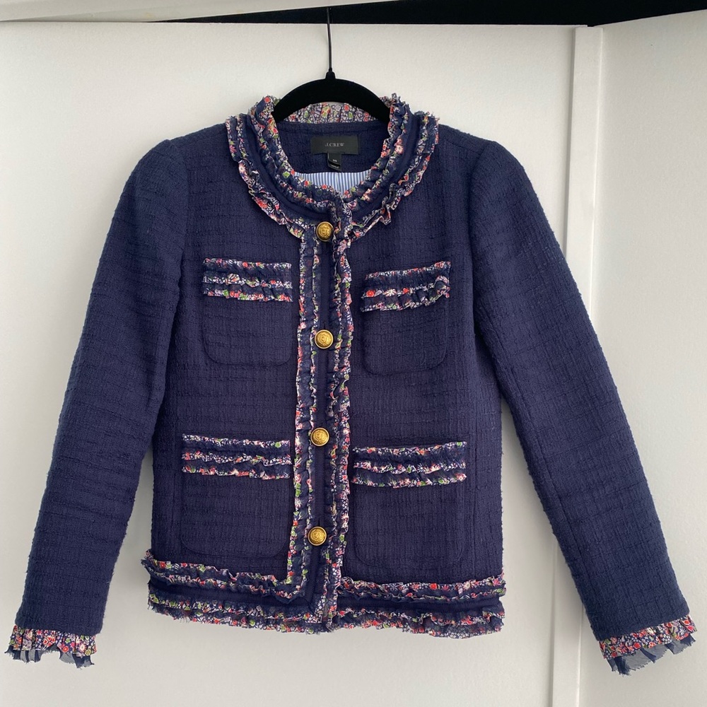 J.Crew size 00 jacket button up in navy blue